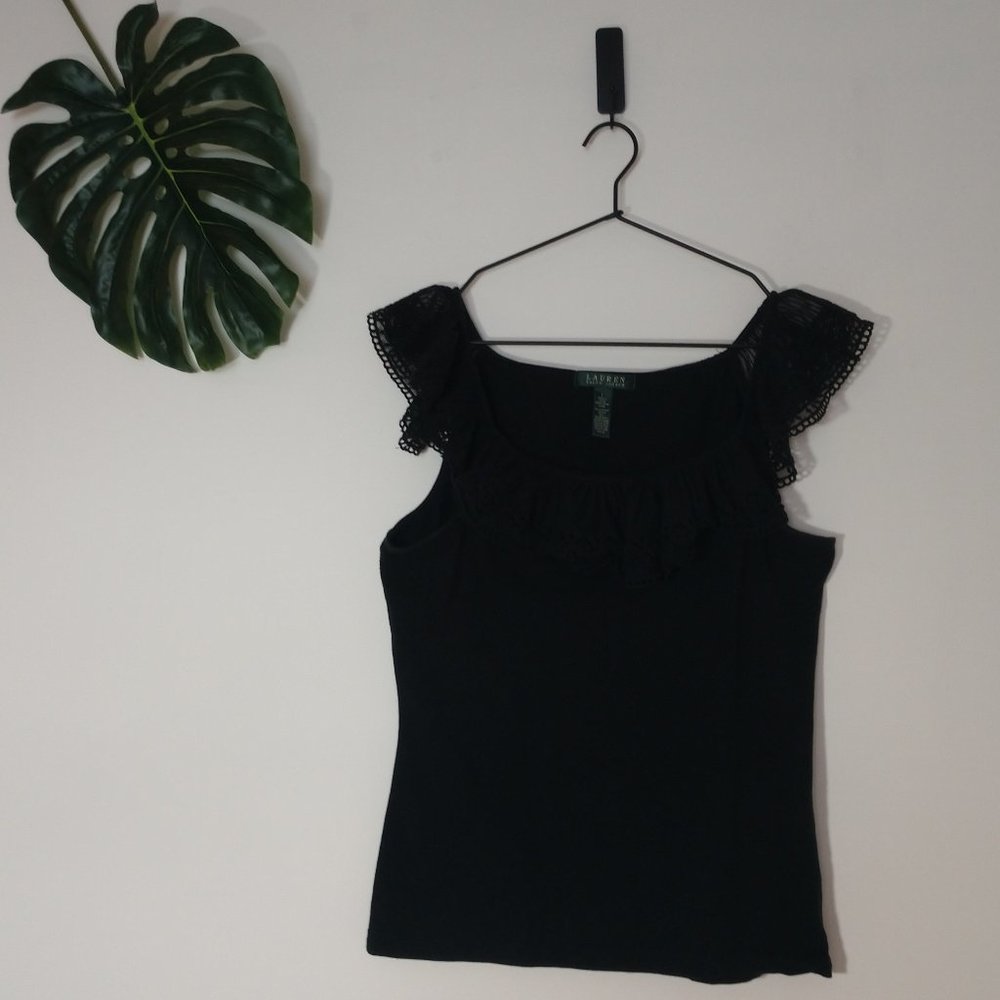 Lauren Ralph Lauren Off the Shoulder Lace Top EUC